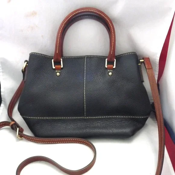 Dooney and Bourke Pebble Black Brown Chelsea Shopper leather Satchel Tote Bag